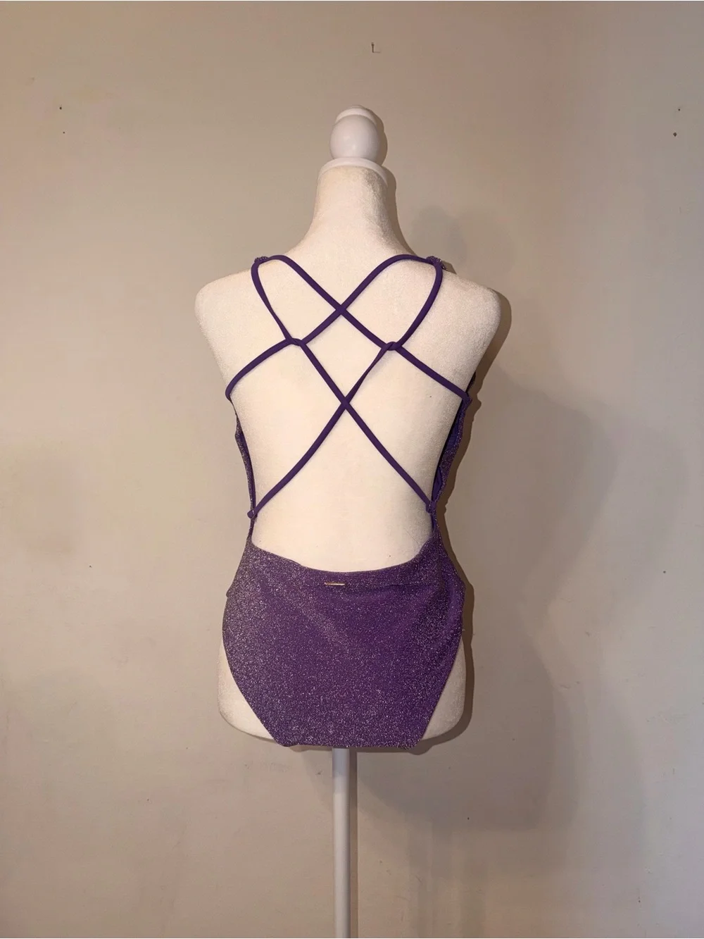 Berlook Purple Sparkle Lurex Crossback One-Piece Swimsuit